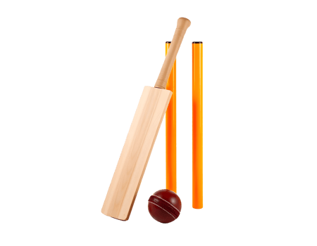 Cricket equipment bat ball and wickets png