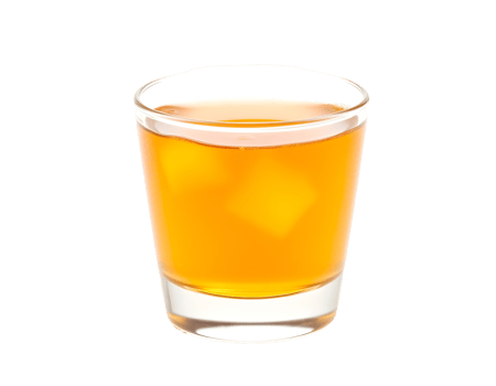 Whiskey cocktail in a glass with ice cubes png