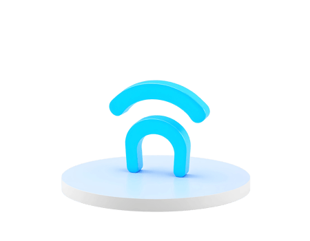 3D rendering of a wireless network icon on a white podium png