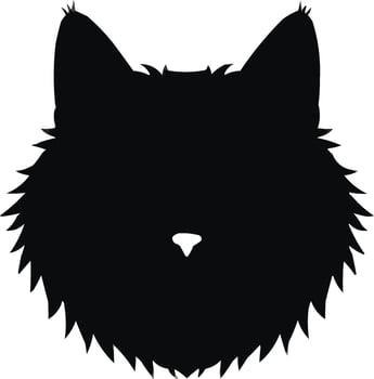 a black cat head silhouette on a white backg vector