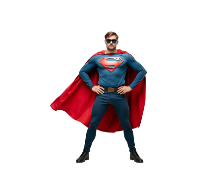 Superman in a Red Cape with Sunglasses png