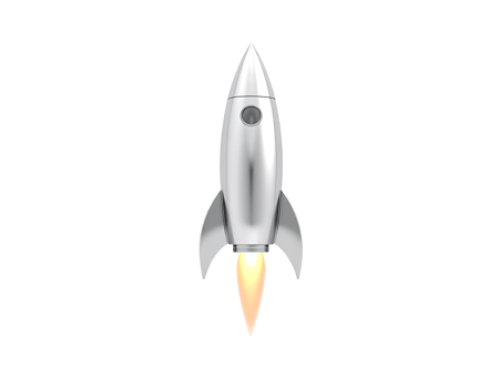 Shiny Silver Rocket Launching into Space png