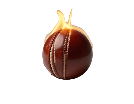 Burning cricket ball with flames on a transparent background png