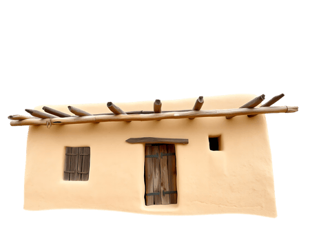 Traditional Adobe House with Wooden Door and Window png
