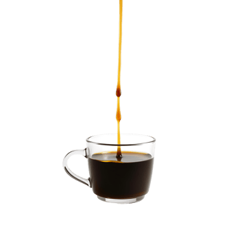 Coffee being poured into a transparent cup, isolated on a transparent background. png