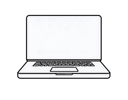 Outline of a laptop with a blank screen. png