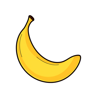Illustration of a ripe yellow banana on a transparent background png