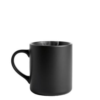 Black ceramic mug isolated on transparent background png