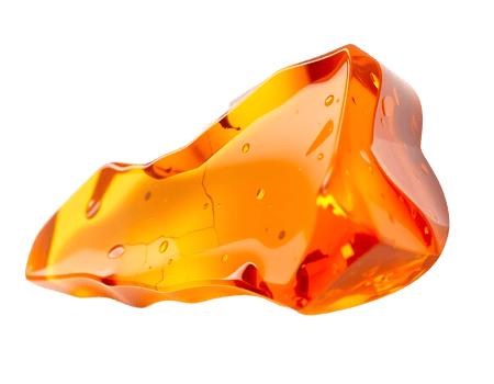 Close-up of a translucent, orange-colored amber gemstone png