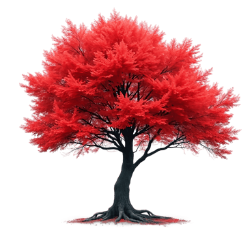 red tree isolated on transparent background png