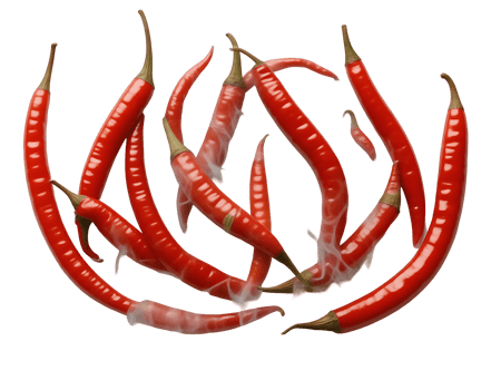 A collection of vibrant red chili peppers. png