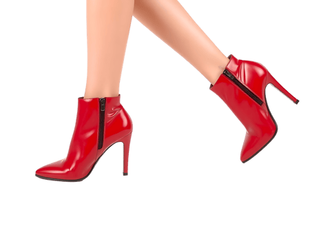 Elegant Red Ankle Boots with High Heels and Zipper Detail png