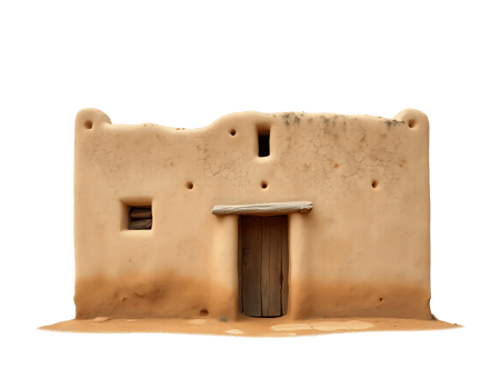 Adobe style house in a desert setting png