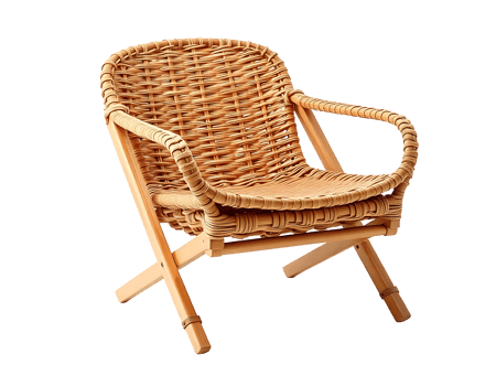 Wicker and Wooden Folding Chair for Outdoor or Indoor Use png