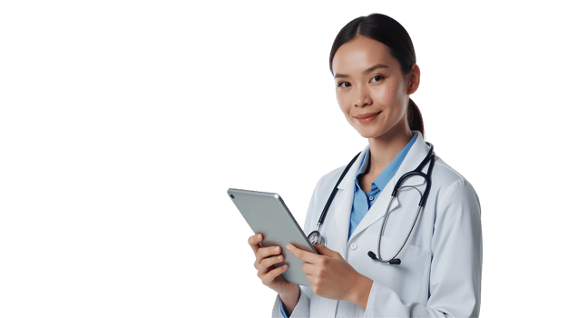 Modern Doctor with Tablet and Stethoscope Isolated Medical Illustration png