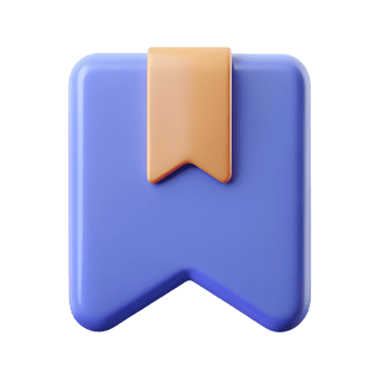 High-Quality 3D Rendering of a Blue Bookmark Icon with Orange Ribbon Isolated on Transparent Background png