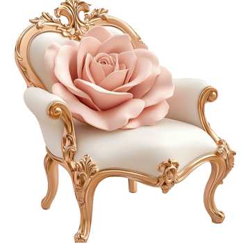 Elegant creamcolored chaise lounge soft pink roses showcasing luxurious vintage furniture sophisticated decor png