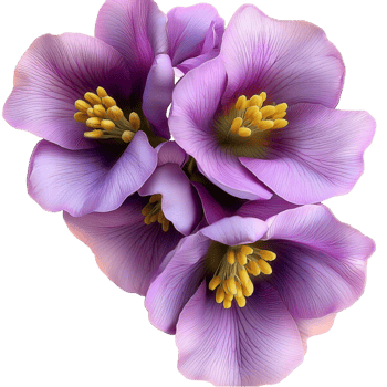 Elegant purple flower cluster realistic petals showcasing vibrant botanical beauty delicate natural charm png
