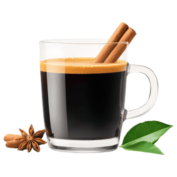 Free Isolated on Transparent Background, warm drink of coffee with cinnamon sticks and spices creates cozy atmosphere png
