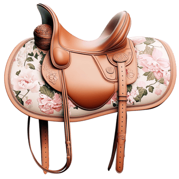 Westernstyle brown leather saddle floral engravings cowboy hat symbolizing country life rodeo adventures png