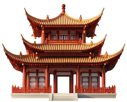 Traditional Chinese temple with ornate architecture and vibrant colors, showcasing intricate details and cultural significance. stunning landmark representing heritage and artistry png