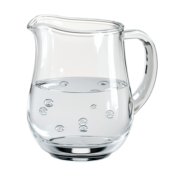 Classic clear glass water pitcher with a sturdy handle and a simple elegant design png