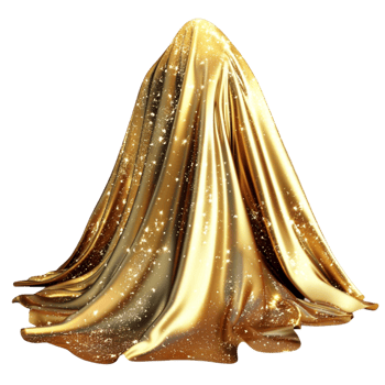 Elegant flowing golden fabric with a shimmering texture and realistic folds for luxurious designs png