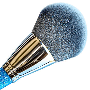 Elegant blue makeup brush soft fluffy bristles shiny metallic hle for beauty enthusiasts png