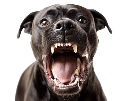 A dog with its mouth open and teeth showing png