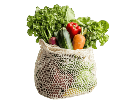 A bag filled with vegetables and fruits png