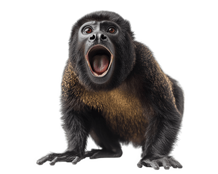 howler monkey with its mouth open mid call, expressing loud and powerful vocalization. This captures essence of wildlife communication and beauty of nature png