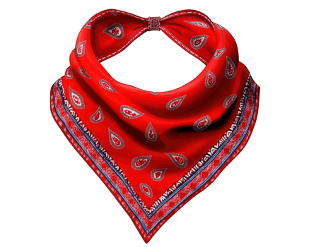Red bandana with paisley pattern, classic western accessory, perfect for adding style to outfits or for use in various activities png