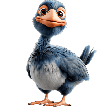 Adorable cartoon dodo bird with a cheerful expression representing extinct species charm and whimsical animal png