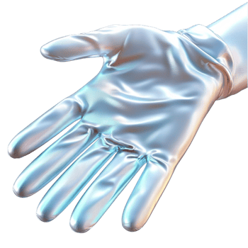 Shiny silver gloves with a silky finish symbolizing luxury sophistication drama and highfashion glamorous elegance png