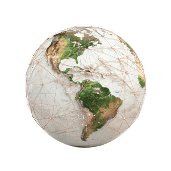 Global Network Representation with Earth Map and Interconnected Lines Showing Data Flow png
