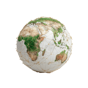 3D Model of Earth Surrounded by Geometric Network Lines Symbolizing Global Connectivity png