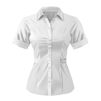 Elegant White Women's Short Sleeve Button Down Shirt Mockup png