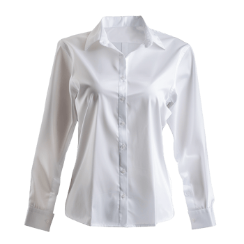 Classic Women's Long Sleeve White Satin Blouse Shirt Formal Wear Office Business Professional png