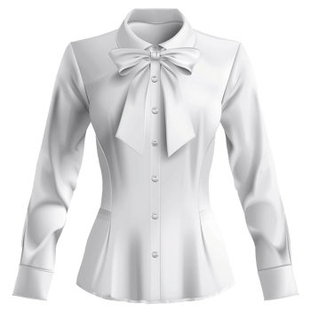 Elegant Womens White Long Sleeve Blouse with Big Bow png