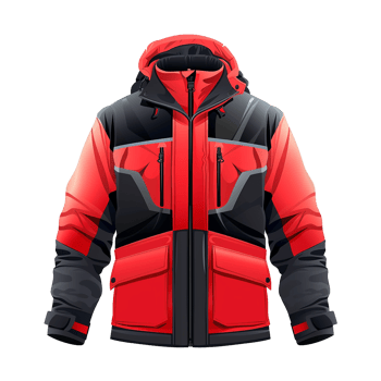 Stylish Red and Black Winter Hooded Jacket for Extreme Cold Weather Conditions png