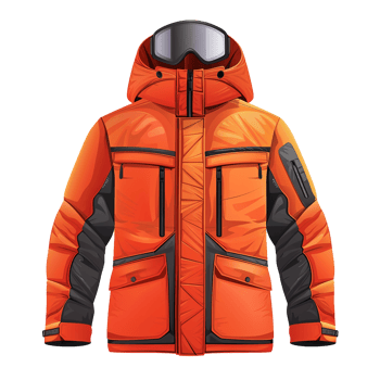 Stylish Orange and Black Ski Jacket with Goggles png
