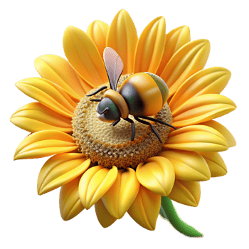 vibrant modern A Close Up of a Bee Collecting Pollen from authentic png