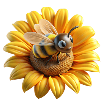 elegant creative Bee Collecting Pollen from a 4K png
