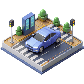 magnificent minimalist vibrant abstract Self-driving Car Navigating Complex authentic exclusive png