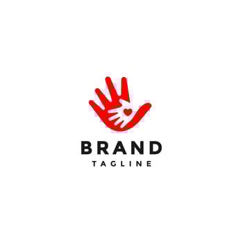 Happiness Gives Love to Parents Logo Design. Small Hands Put Love In Big Hands Logo Design. vector