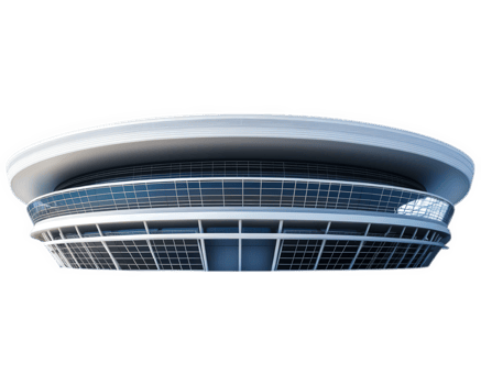 modern stadium with sleek design featuring curved roof and large glass windows, showcasing contemporary architecture and innovative structure png