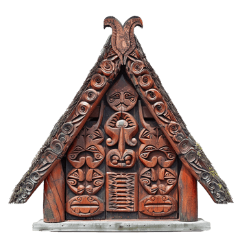 Intricate Maori Carving on a Wooden Structure A Detailed View of Traditional Polynesian Art png