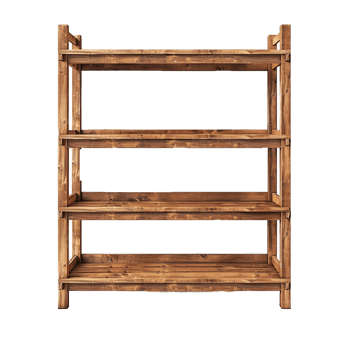 Rustic Brown Wooden Four Tier Shelf Rack for Home Storage Organization png