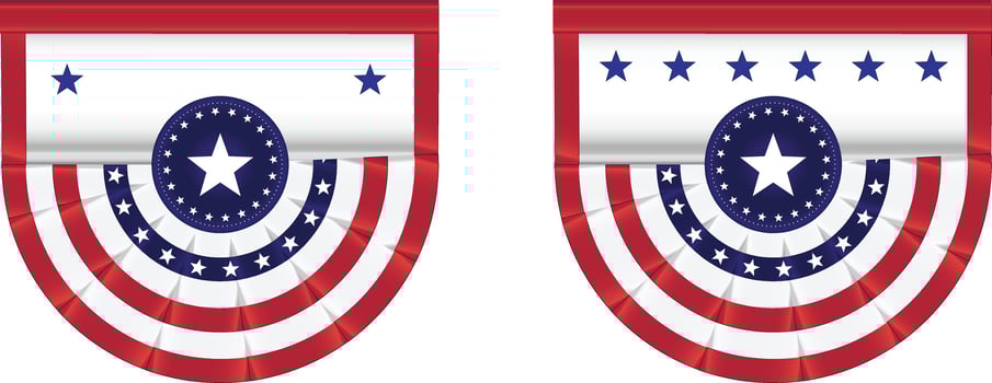 4th of July American Flag Pennant, Banner Illustration, Transparent with Red, White, and Blue Design Featuring Stars for Independence Day Celebration vector