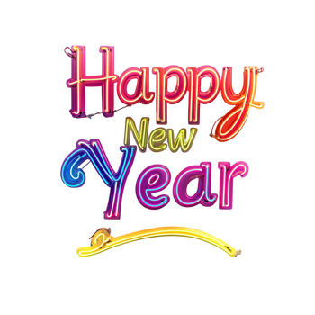 Bright Neon Happy New Year Transparent Background png